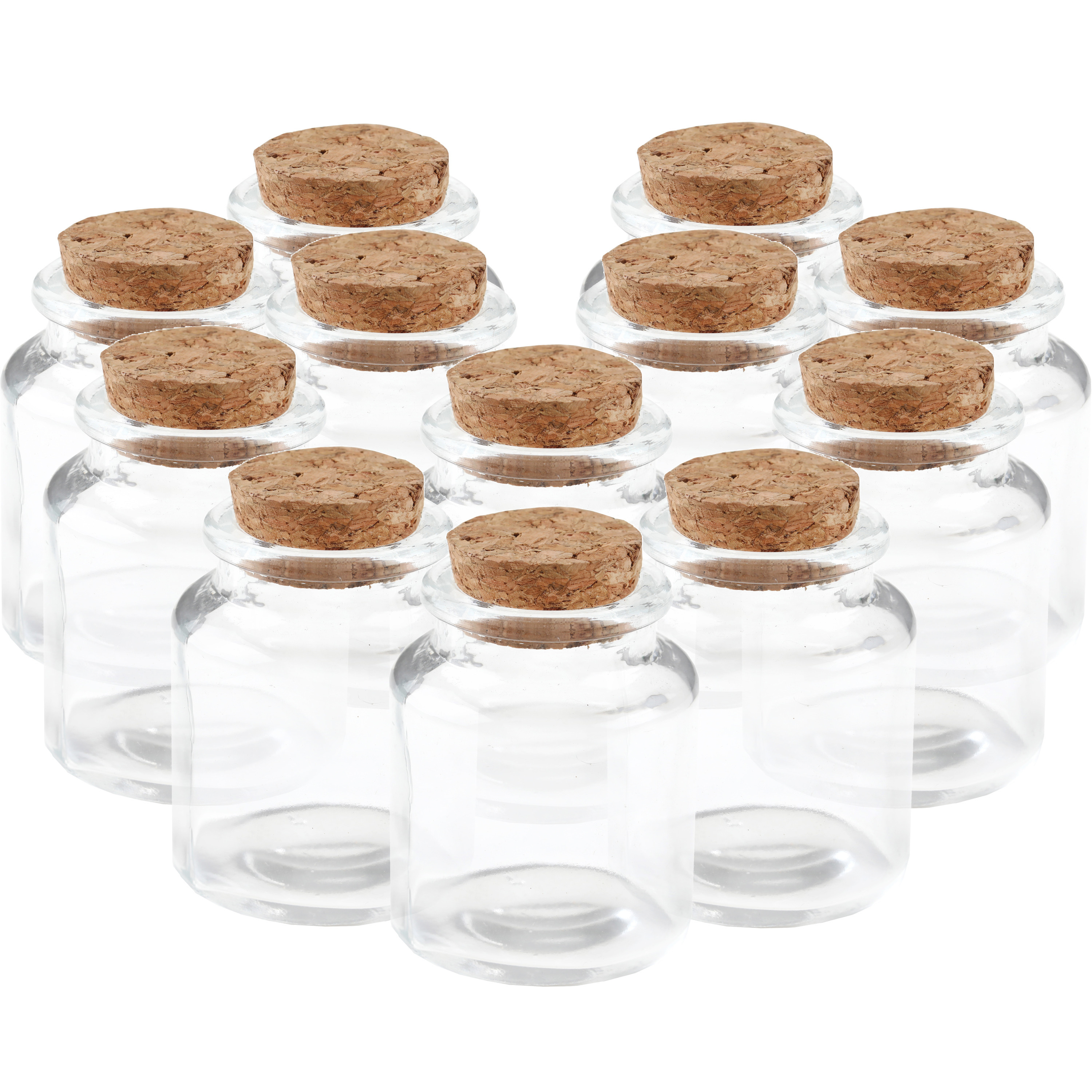 Redding ga winkelen Psychologisch 12x Mini glazen flesjes/potjes 5 x 6 met kurk dop bij Fun en Feest België