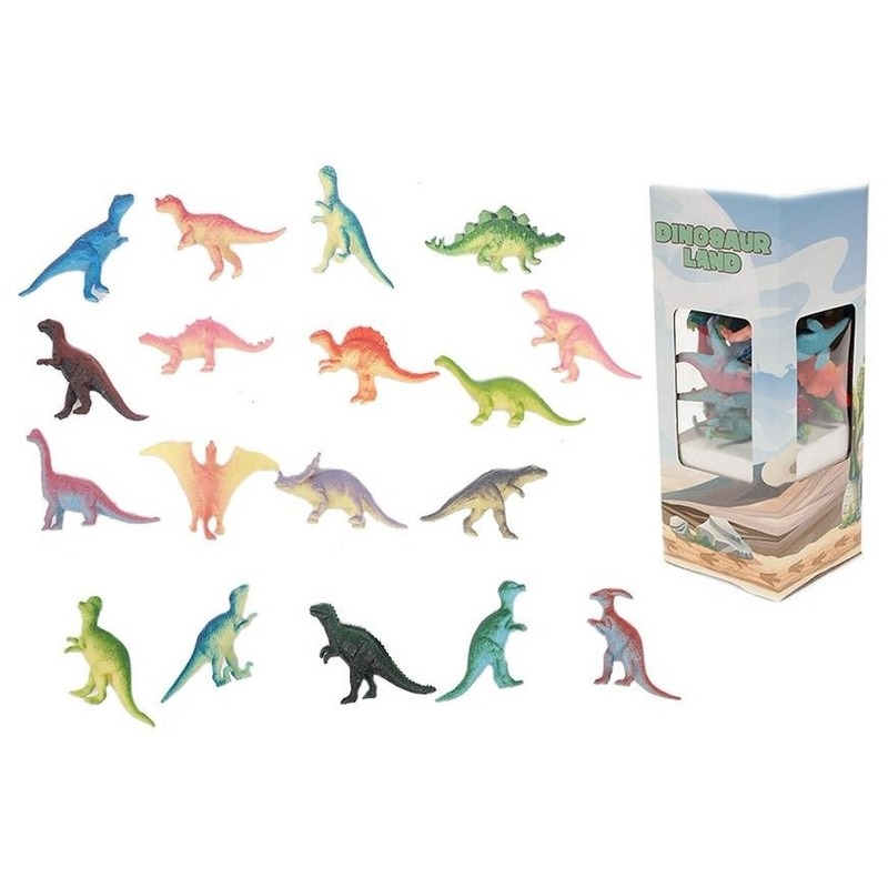 Afbeelding van 18x Plastic speelgoed dinosaurussen 6 cm