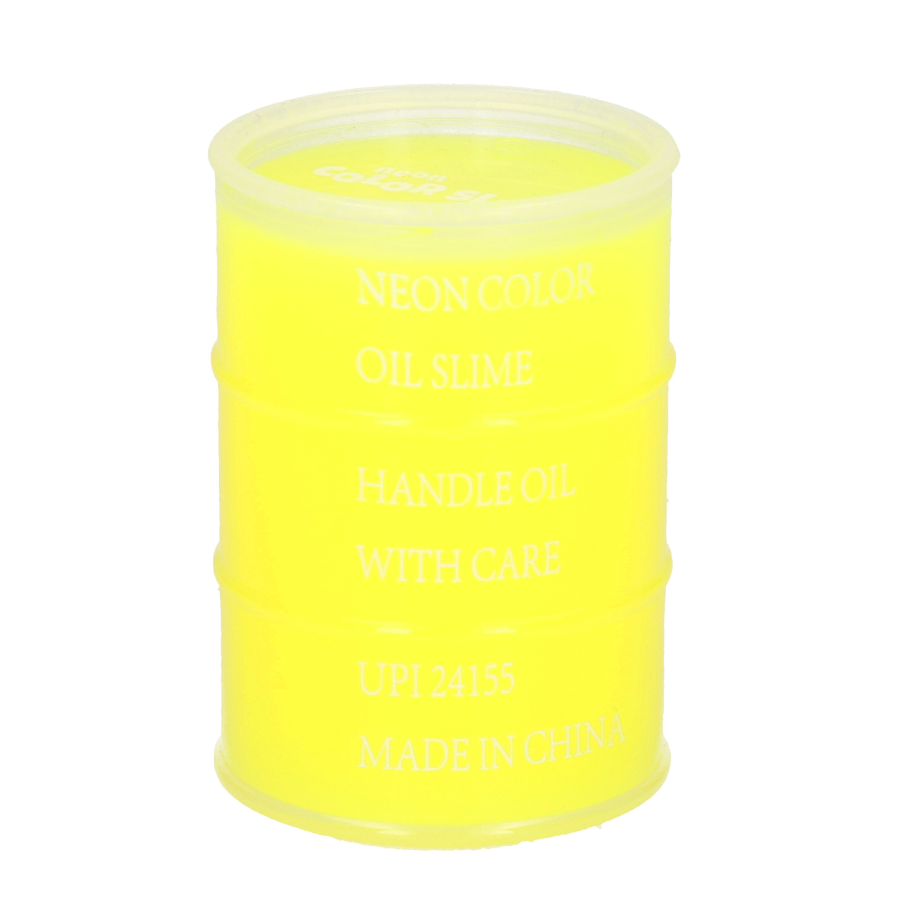 Afbeelding van 1x Potjes speelgoed/hobby slijm geel in olievat 5,5 x 8 cm 150 ml inhoud