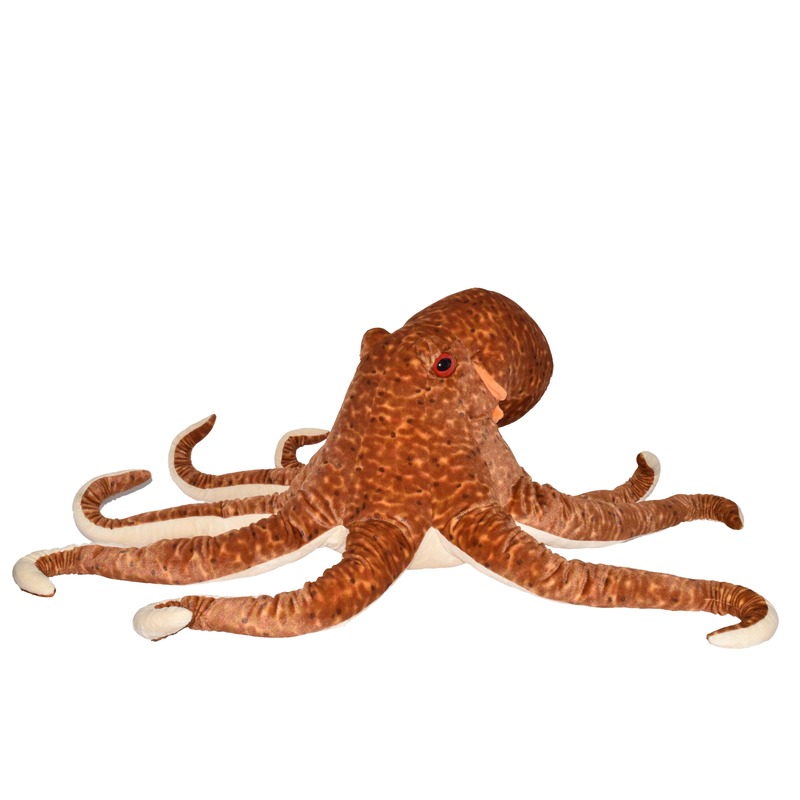 Afbeelding van Grote pluche bruine octopus/inktvis knuffel 76 cm speelgoed