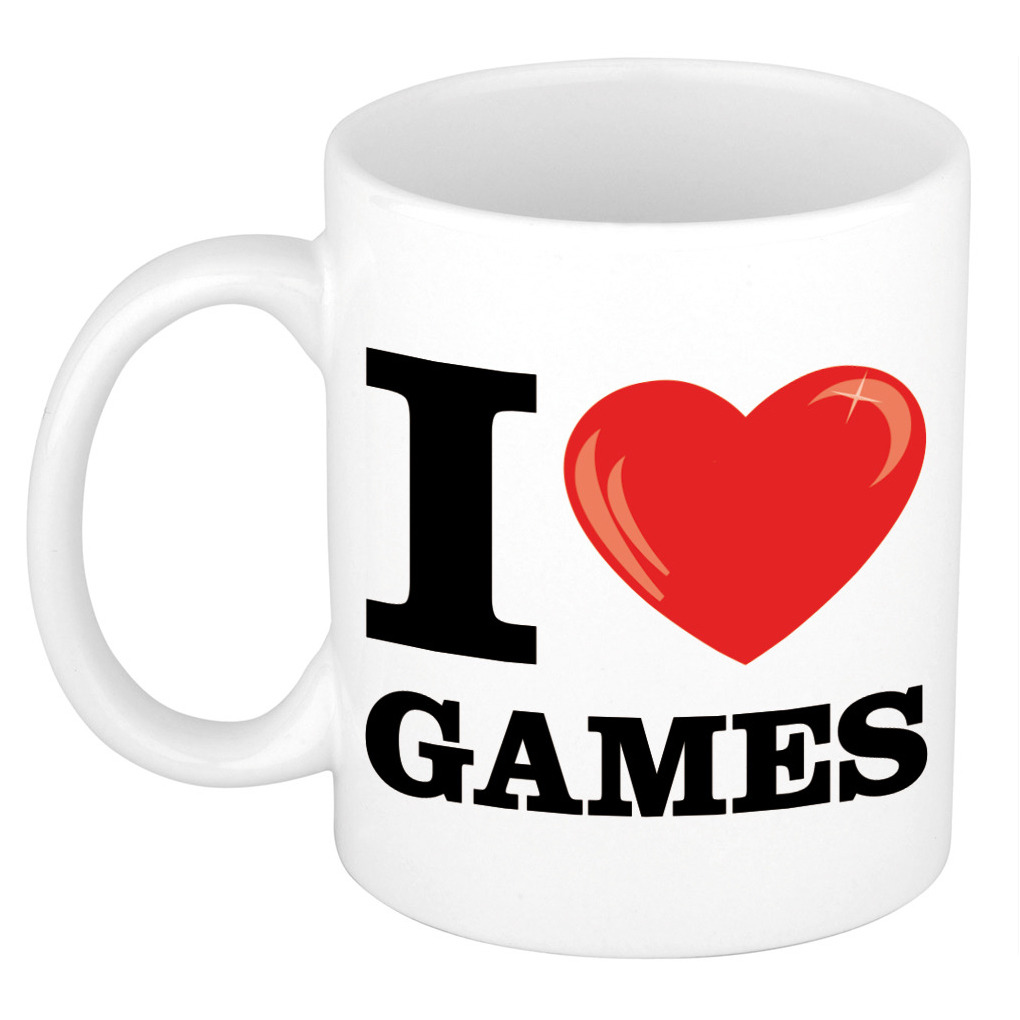 Afbeelding van I Love Games cadeau mok / beker wit met hartje 300 ml