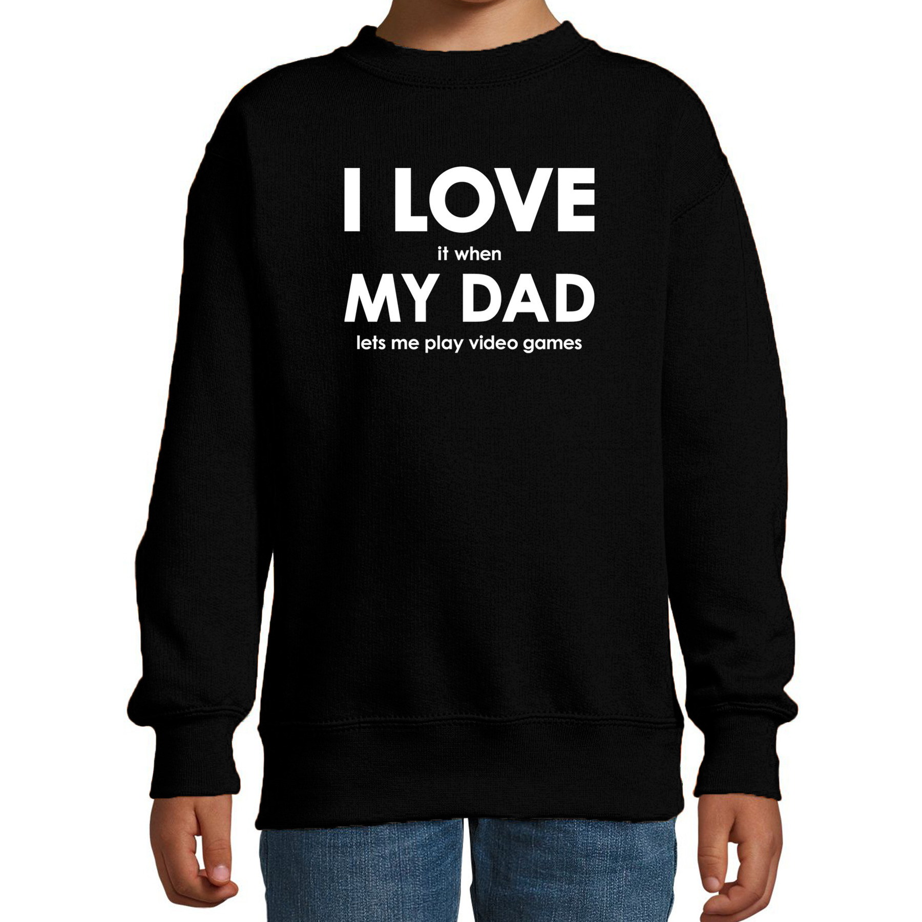 Afbeelding van I love it when my dad lets me play video games sweater zwart voor kids