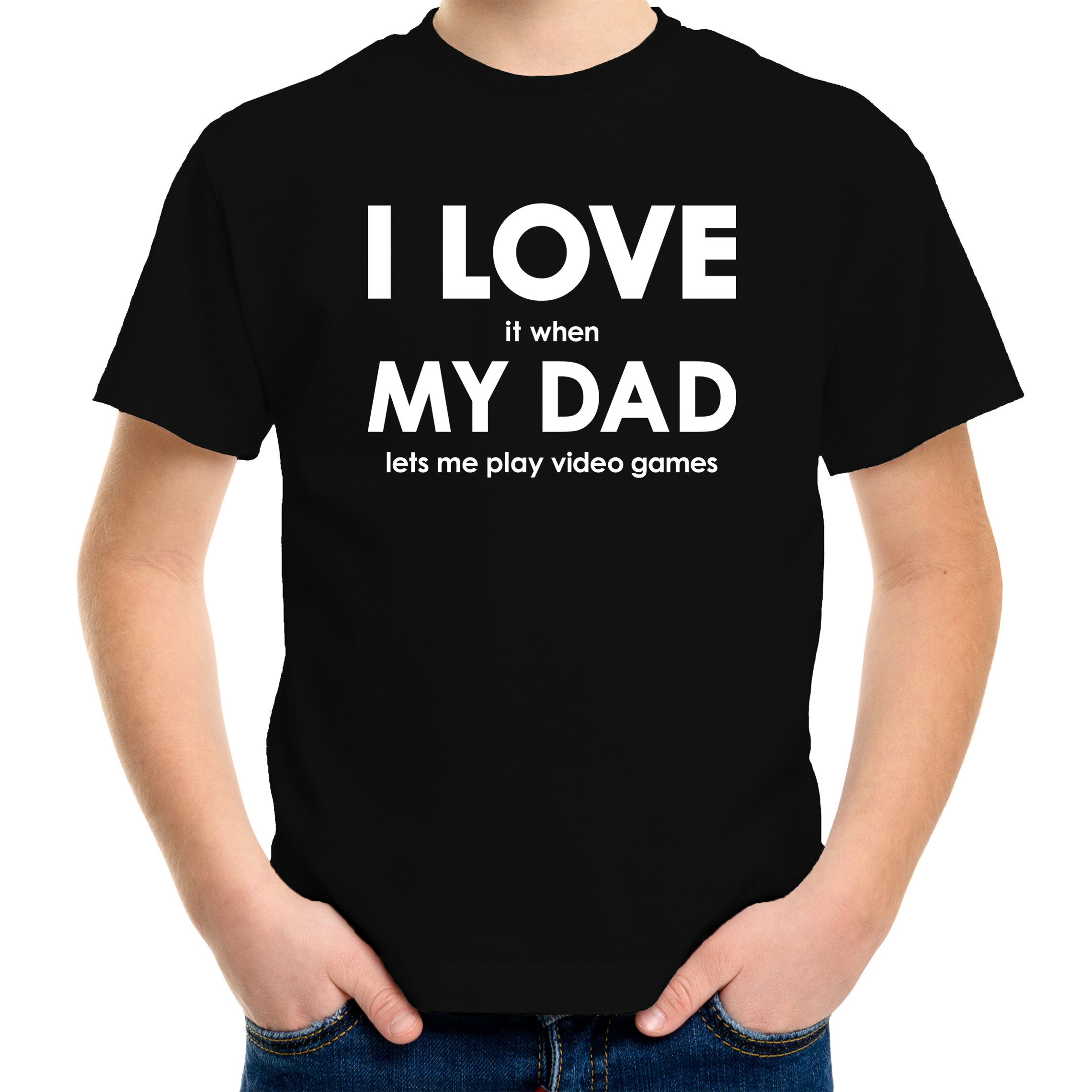 Afbeelding van I love it when my dad lets me play video games t-shirts zwart voor kids