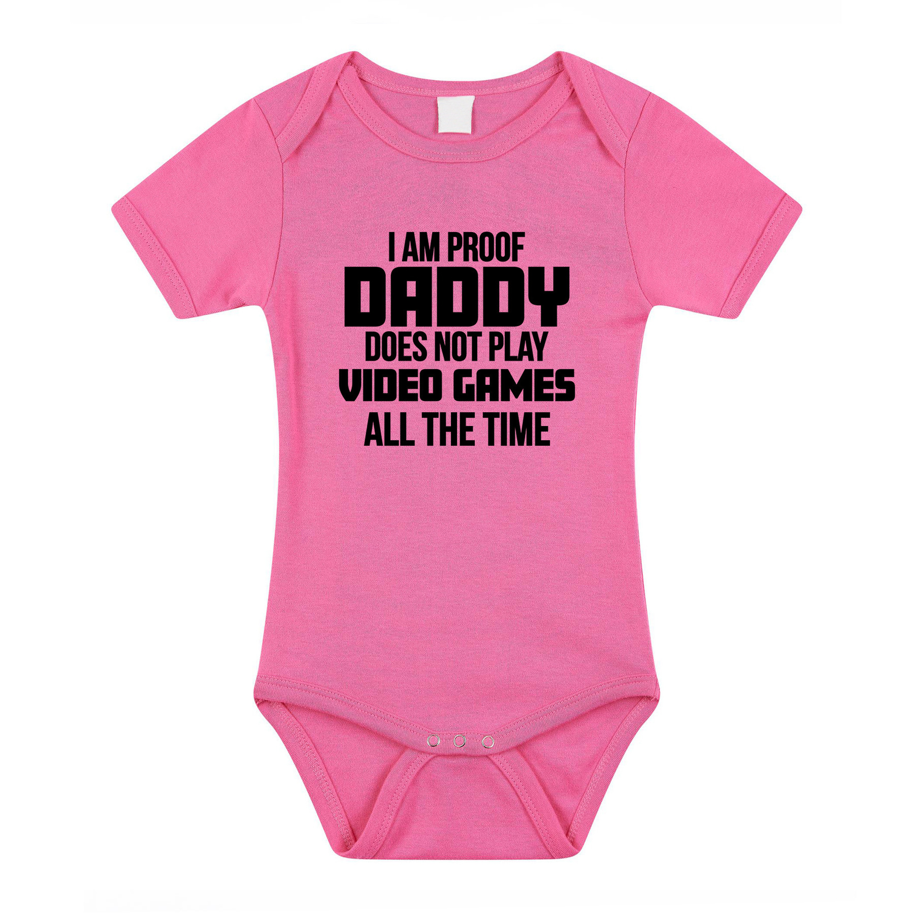 Afbeelding van Proof daddy does not only play games cadeau baby rompertje roze meisjes