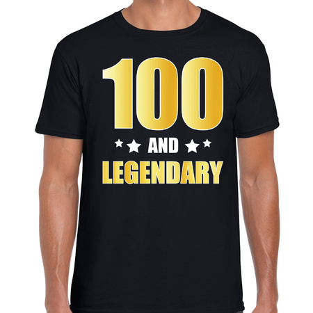100 and legendary verjaardag cadeau t-shirt goud 100 jaar zwart voor heren