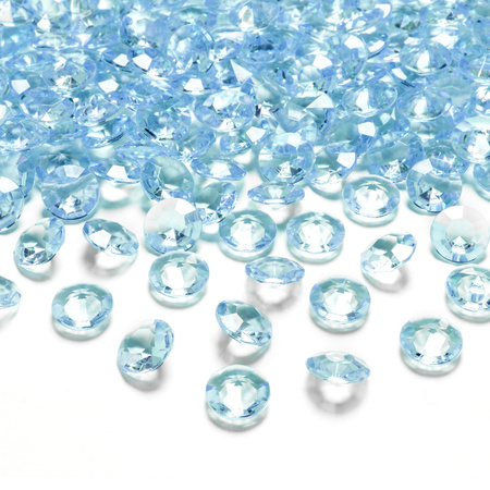100x Hobby/decoratie turquoise lichtblauwe diamantjes/steentjes 12 mm/1,2 cm