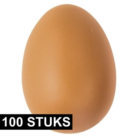 100x Plastic bruine eieren 6 cm hobby materiaal