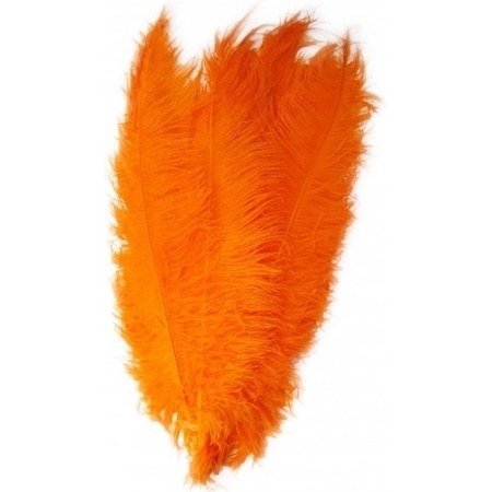 10x Grote decoratie veren/struisvogelveren oranje 50 cm