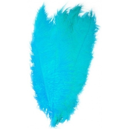 10x Grote decoratie veren/struisvogelveren turquoise 50 cm