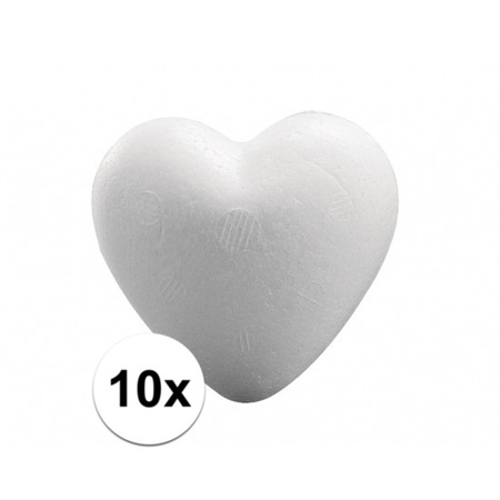 10x Piepschuim hartjes van 5 cm