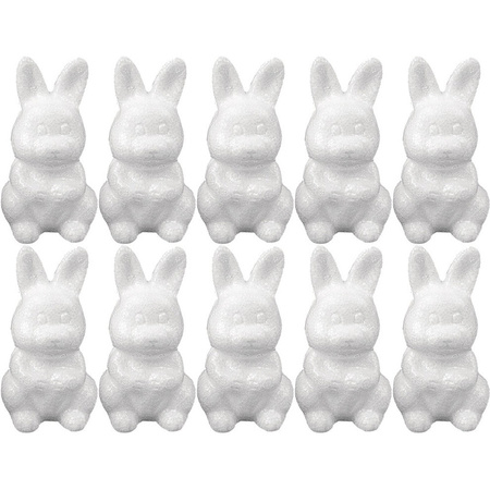 10x Piepschuim konijnen/hazen decoraties 8 cm hobby