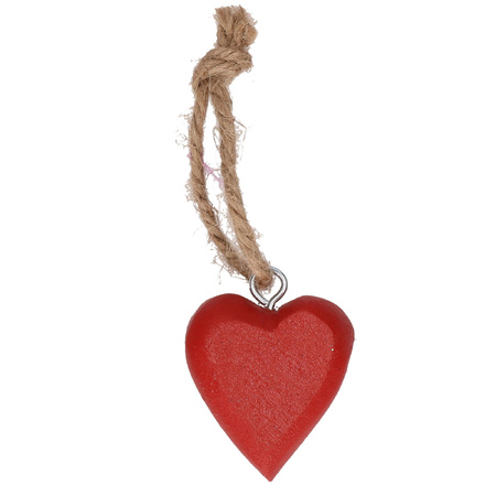 10x Red heart on straw 5 cm
