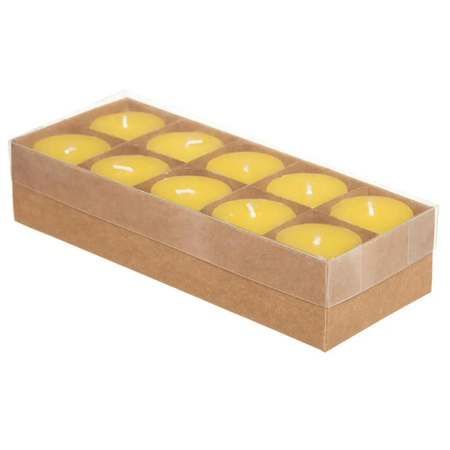 10x stuks Citronella stomp kaarsjes 7 branduren geel