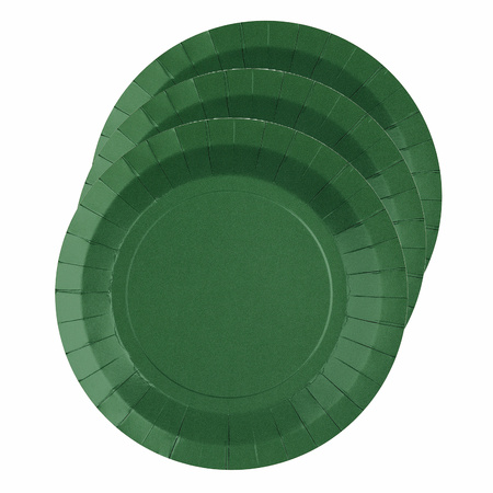 10x Party plates paper dark green - 22cm - round