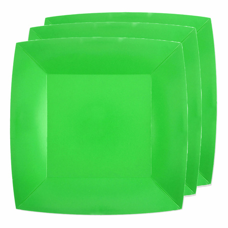 10x stuks feest bordjes fel groen - karton - 23 cm - vierkant