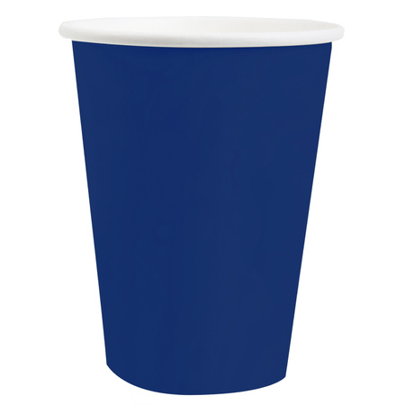 10x Party cups paper royal blue - 270 ml