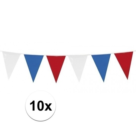 10x Vlaggenlijnen Holland rood-wit-blauw