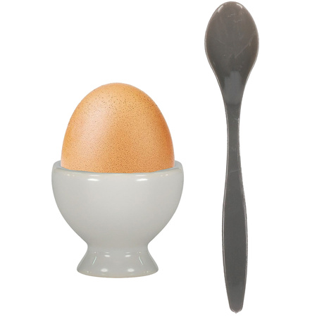 12x Egg spoons black/grey plastic 14 cm