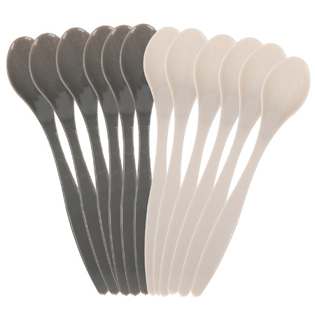 12x Egg spoons black/grey plastic 14 cm