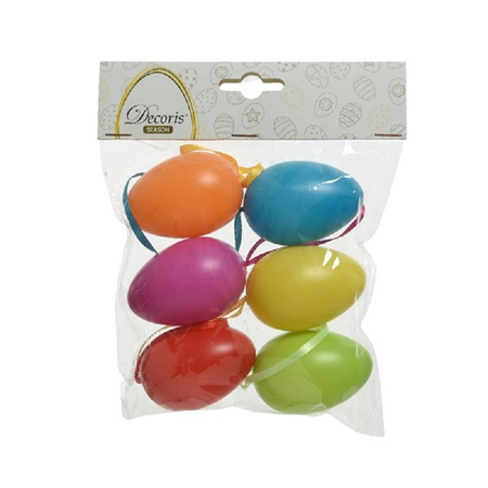 12x Gekleurde plastic/kunststof eieren/Paaseieren 6 cm