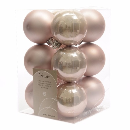 Kerstbal en piek set 91x wit-oud roze-lichtroze voor 150 cm boom