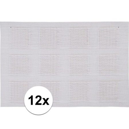 12x Placemats wit geweven/gevlochten 45 x 30 cm