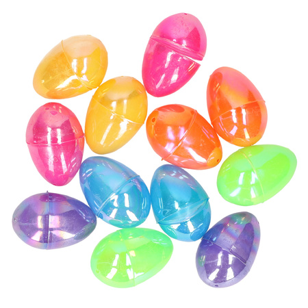 12x stuks gekleurde metallic eieren/paaseieren 6 cm