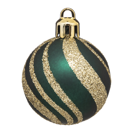 12x stuks kerstballen mix goud/rood/groen glans/mat/glitter kunststof 4 cm