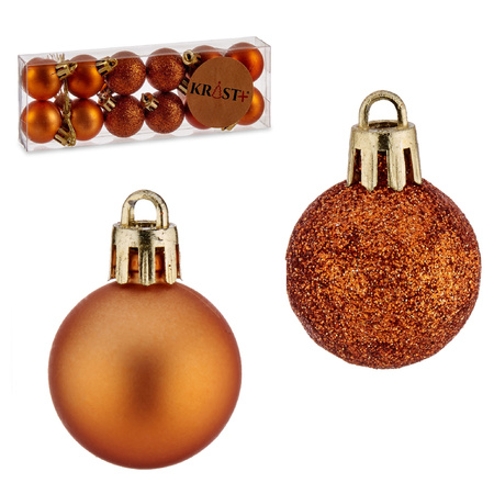 12x stuks kerstballen oranje kunststof 3 cm glitter en mat