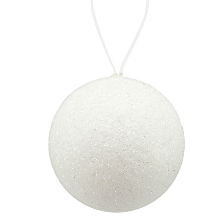 12x stuks kerstballen zilver/wit glitters kunststof 5 cm