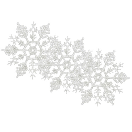 12x stuks kerstornamenten/kersthangers sneeuwvlokken wit kunststof 10 cm