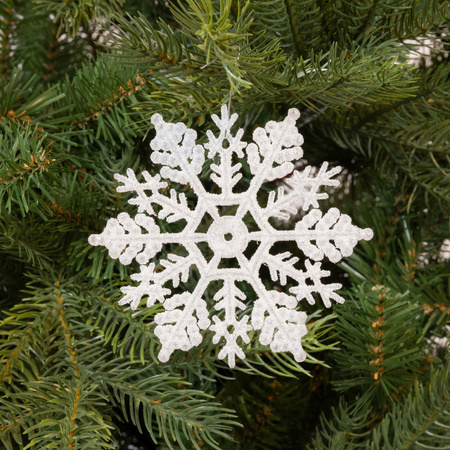 12x stuks kerstornamenten/kersthangers sneeuwvlokken wit kunststof 10 cm