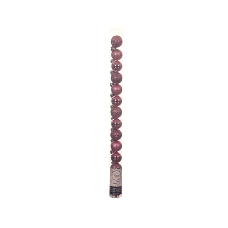 14x Mini plastic christmas baubles lipstick pink 3 cm