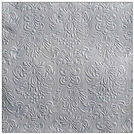 15x Table dinner/lunch napkins 40 x 40 cm luxery deco print silver