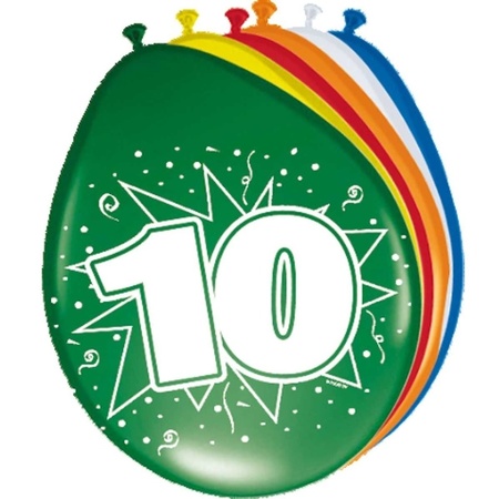 16x stuks Ballonnen versiering 10 jaar