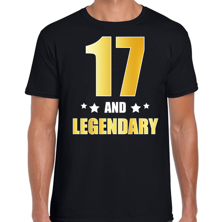 17 and legendary verjaardag cadeau t-shirt goud 17 jaar zwart voor heren