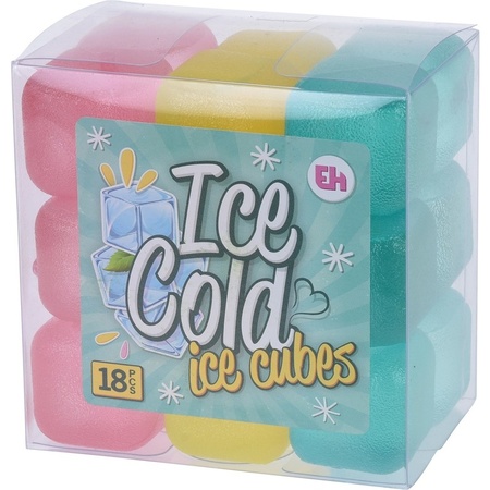 18x Plastic herbruikbare ijsklontjes/ijsblokjes gekleurd