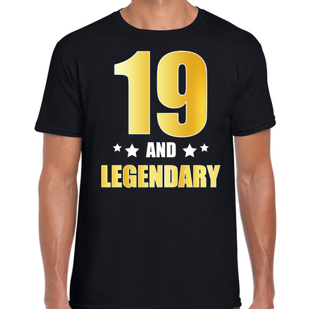 19 and legendary verjaardag cadeau t-shirt goud 19 jaar zwart voor heren