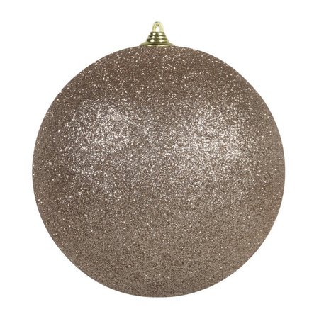 1x Champagne decoratie kerstballen met glitter 25 cm bij Fun en Feest België