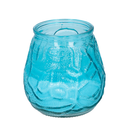 1x Citronella lowboy tafelkaars - 10 cm - blauw glas