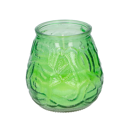 1x Citronella lowboy tafelkaars - 10 cm - groen glas