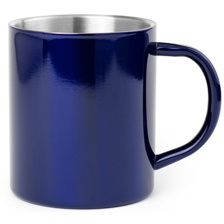1x Drinking cup/mug blue stainless steel 280 ml
