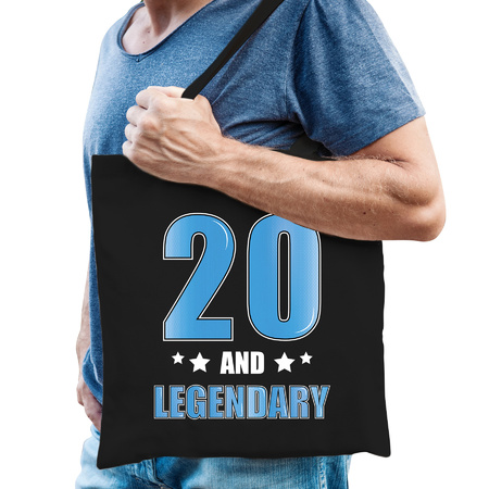 20 and legendary verjaardag cadeau tas zwart voor heren - Verjaardag / cadeau tas