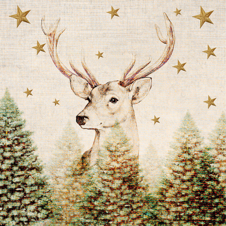 20x Beige kerst thema servetten met rendier 33 x 33 cm