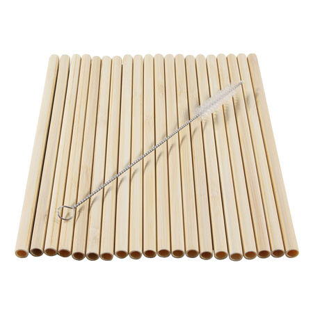 20x stuks Bamboe rietjes 20 cm met borsteltje