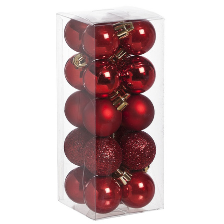 40x stuks kleine kunststof kerstballen rood en zilver 3 cm