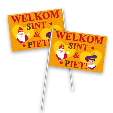 20x Welkom Sint en Piet zwaaivlaggetje