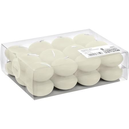 24x Ivory white floating candles 4,5 cm 4.5 hours