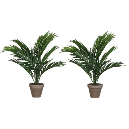 2x Areca palm kunstplanten groen 40 cm in pot