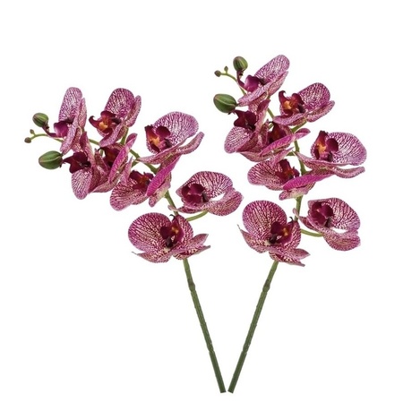 2x Fuchsia pink Phaleanopsis/orchid artificial flowers 70 cm